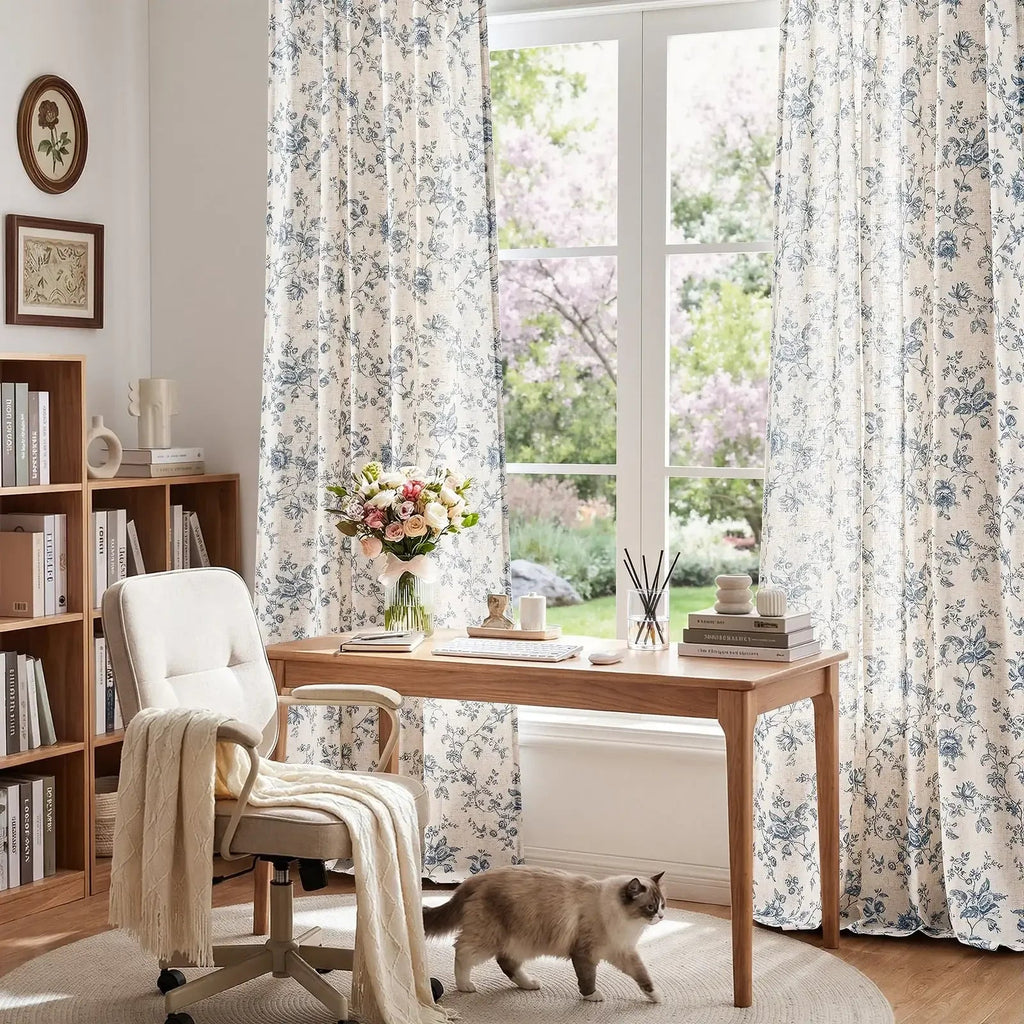 Window Curtain, Amelie Floral Linen Blend Curtains (2 Panels), Machine-Washable Care for Bedrooms, Living Rooms and Home Privacy image 15