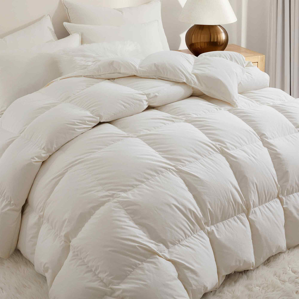 Down Comforter, Organic Cotton, Lightweight Design for Everyday Bedding and Comfortable Sleep, 4 Size Options image 15