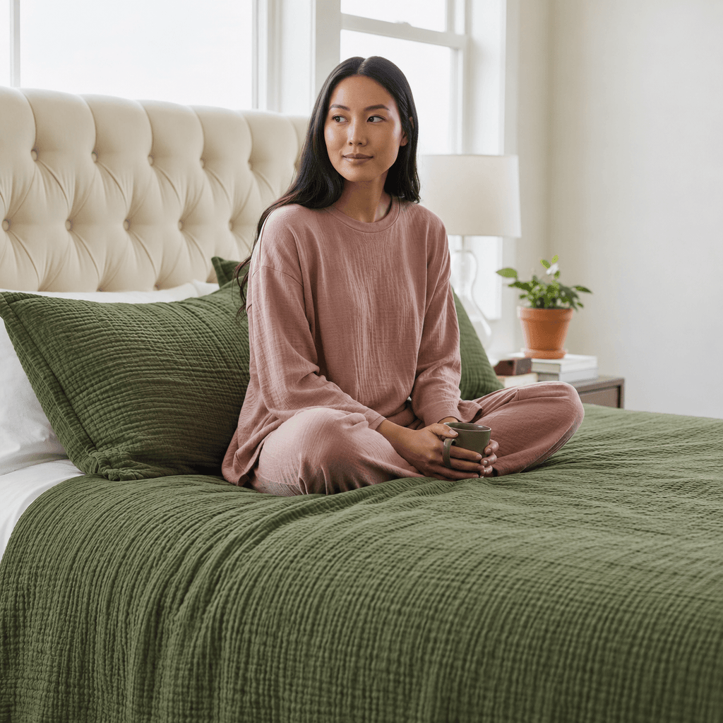 Cozy Throw Blanket, Ultra Lightweight 6 Layer for Sofas, Beds and Relaxing at Home, 4 Sizes and 10 Colors image 15