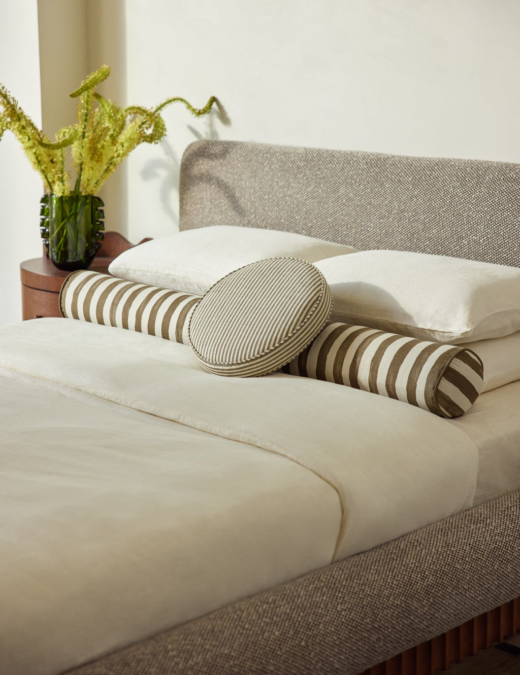 Bed Pillow, Painterly Stripe Linen Long Bolster for Everyday Sleep and Guest Room Bedding, 3 Color Options image 15