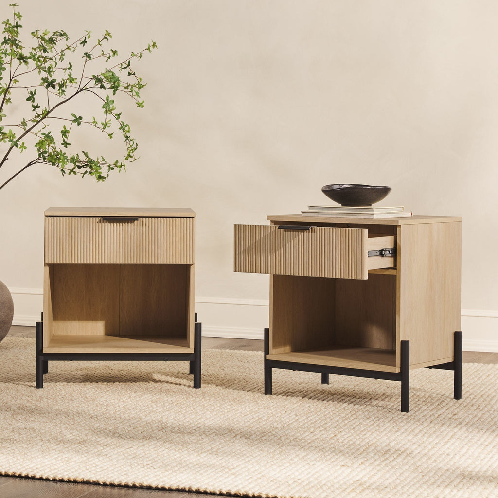 Nightstand, Paris Modern Scandinavian Reeded for Bedside Storage, Bedroom Organization and Guest Rooms, 2 Sizes and 3 Colors image 15