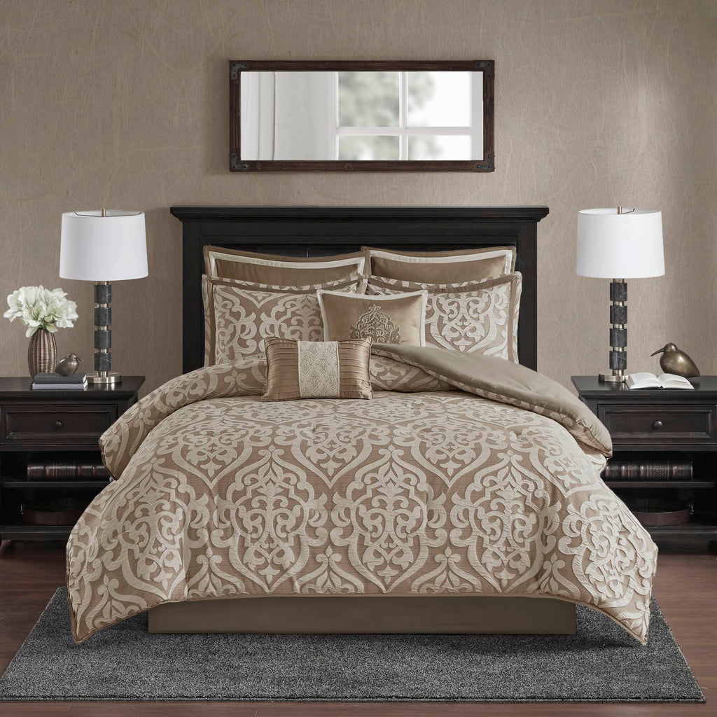 Bed Comforter, Odette 8 Piece Jacquard Set, Machine-Washable Care, Hypoallergenic Comfort for Year-Round Bedroom Comfort and Restful Sleep image 15