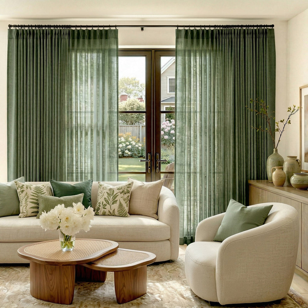 Window Curtain, Pinch Pleat Linen Blend Curtains (2 Panels) for Windows, Room Styling and Everyday Privacy, 4 Sizes and 5 Colors image 15