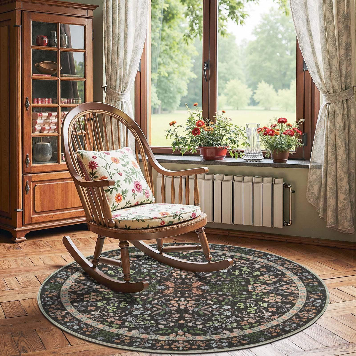 Area Rug, Vintage Foliage Floral, Lightweight Design, Non-Slip Design for Hallways, Dining Spaces and Home Decor, 19 Sizes and 4 Colors image 15