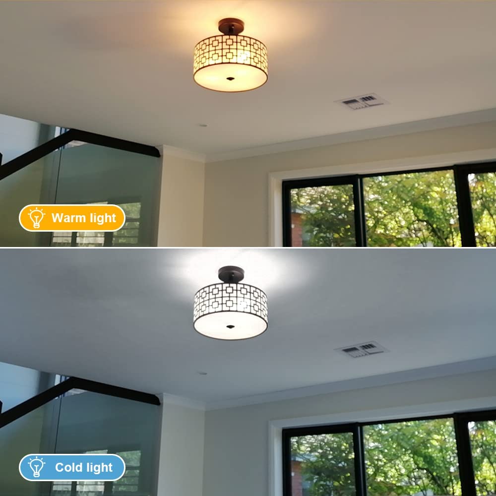 Home Lighting, 12.6In Modern Semi Flush Ceiling Light for Desks, Side Tables and Warm Room Lighting, 2 Color Options image 15