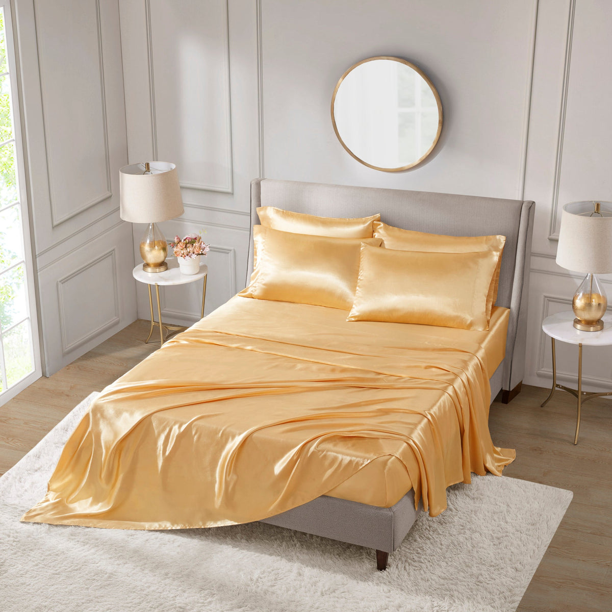 Bed Sheet Set, Satin for Master Bedrooms, Guest Beds and Daily Use, 6 Sizes and 12 Colors, Designed for Everyday Home Use image 15
