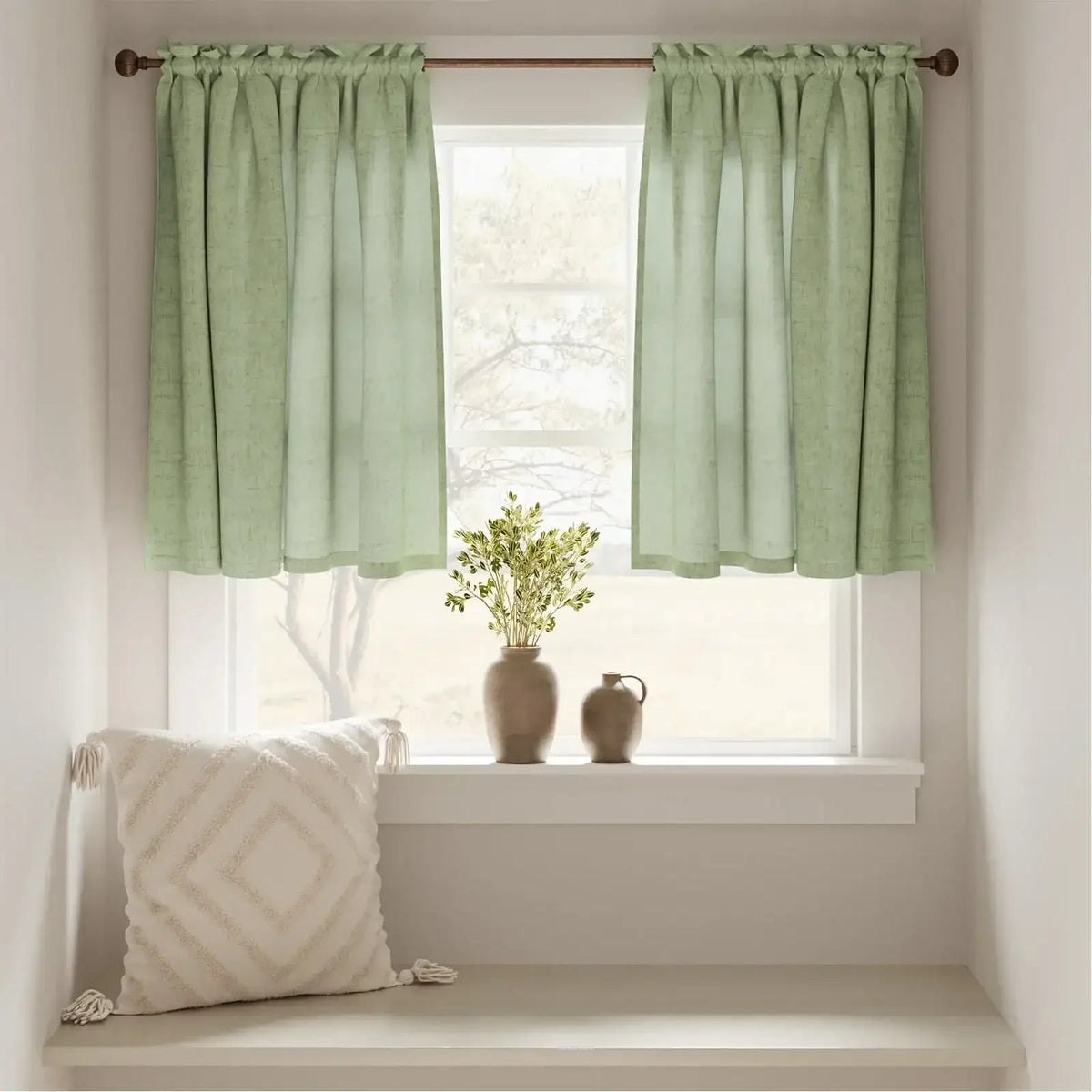 Window Curtain, Linen Textured Tier Kitchen Curtains (2, Lightweight Design for Windows, Room Styling and Everyday Privacy image 15
