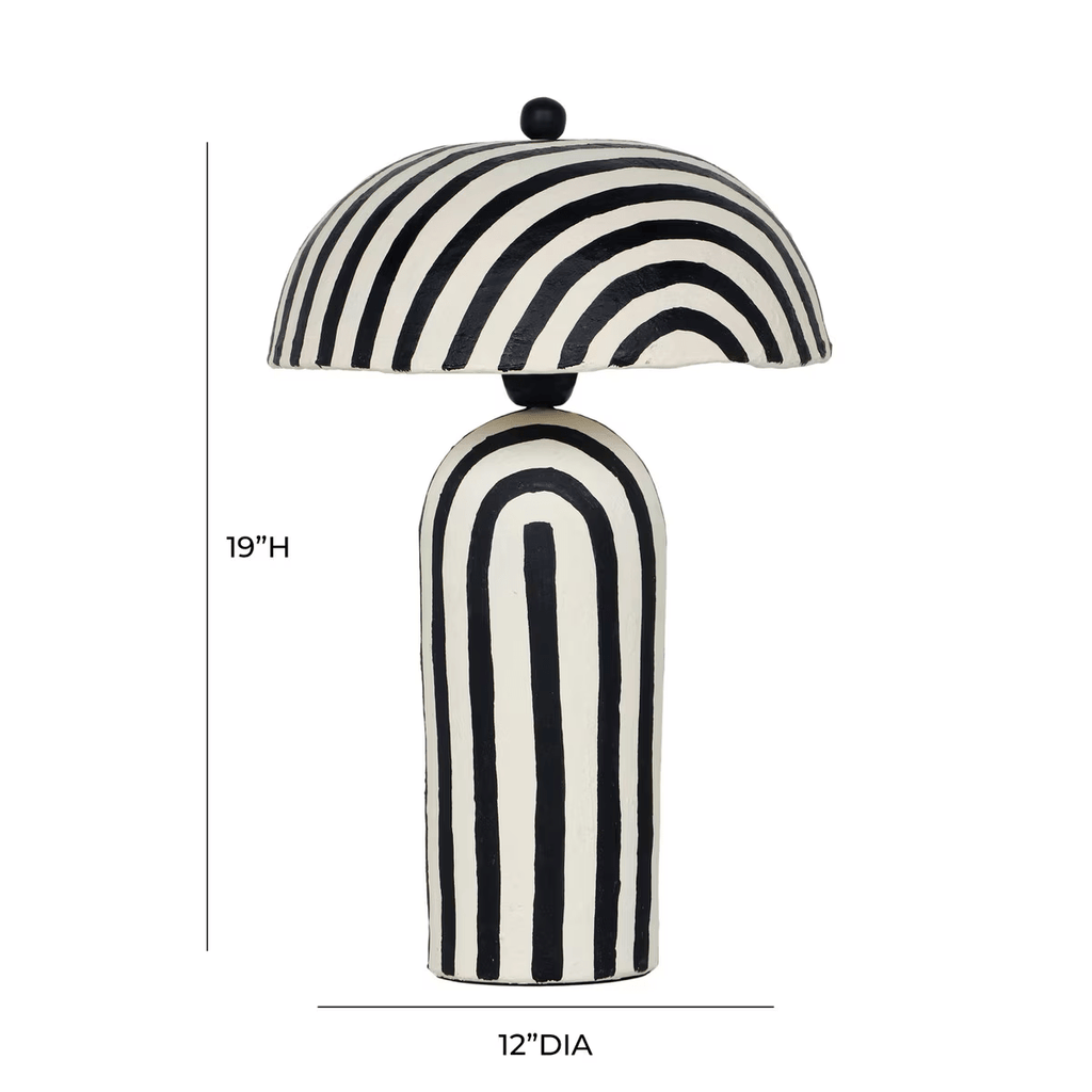 Portable Table Lamp, Lennox Striped Papier Mache for Bedrooms, Living Rooms and Reading Corners, 3 Color Options image 15