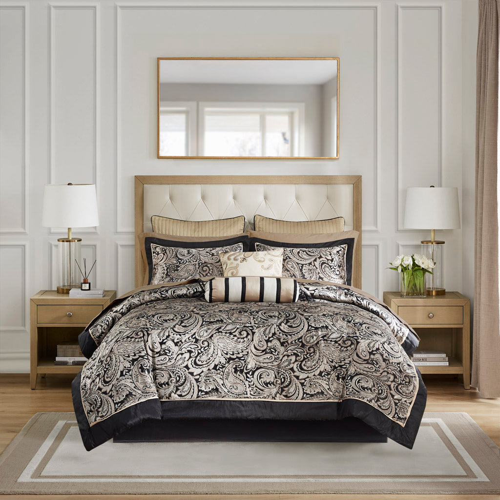 Bed Comforter, Aubrey 12 Piece Set with Cotton in a Bag for Year-Round Bedroom Comfort and Restful Sleep, 4 Sizes and 5 Colors image 15