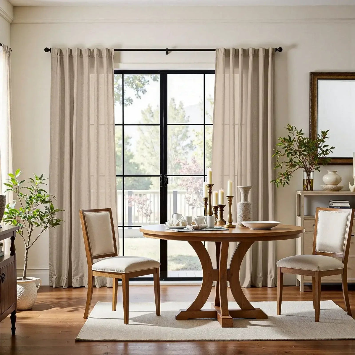 Window Curtain, Solid Linen Blend 3 in 1 Curtains (2 Panels), Lightweight Design for Bedrooms, Living Rooms and Home Privacy image 15