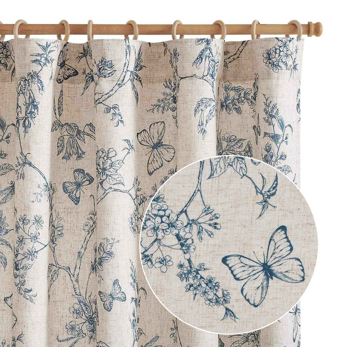 Window Curtain, Floral Butterfly Linen Blend Lined Curtains (2 for Windows, Room Styling and Everyday Privacy, 3 Sizes and 5 Colors image 15
