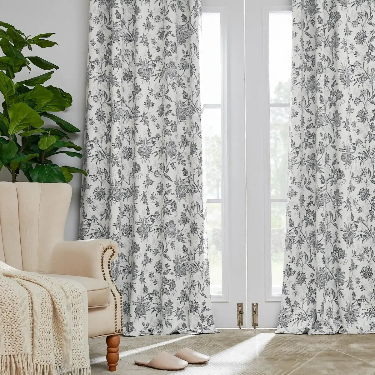 Window Curtain, Botanical Vine Brushstroke Curtains (2 Panels) for Bedrooms, Living Rooms and Home Privacy, 8 Sizes and 5 Colors image 15