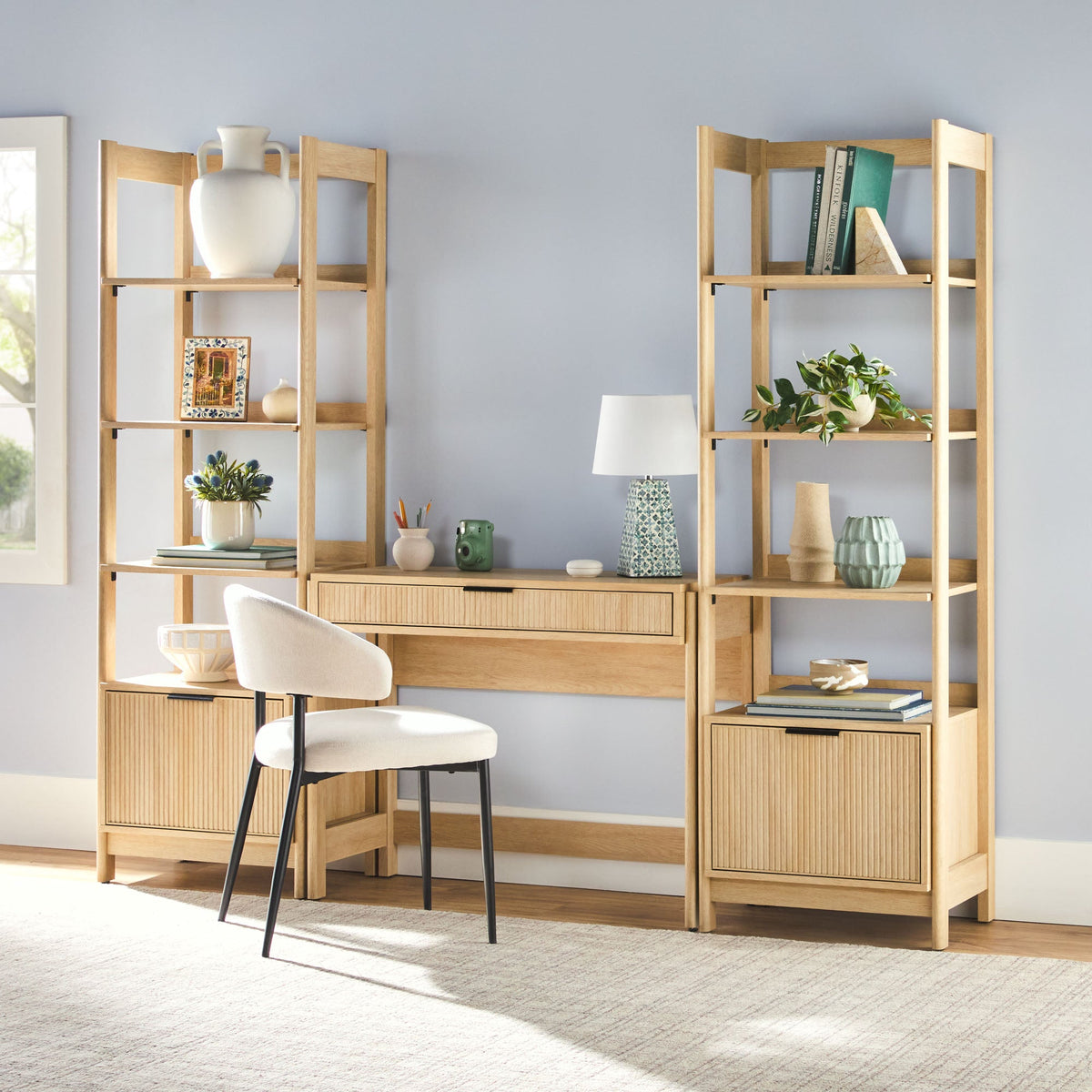 Computer Desk, Holmes Modern Scandinavian Reeded Writing for Home Offices, Computer Work and Study Spaces, 2 Color Options image 15