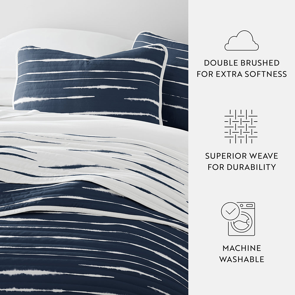 Quilted Coverlet Set, Horizon Lines Reversible for Guest Bedrooms, Layered Beds and Everyday Bedding, 3 Sizes and 2 Colors image 15