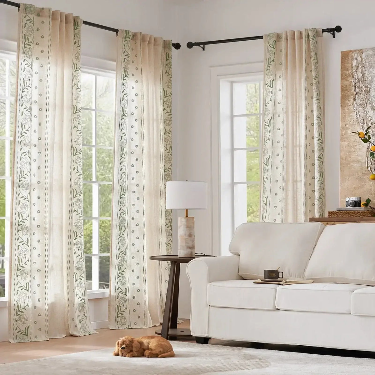 Window Curtain, Hydrangea Embroidered Linen Curtains (2 for Bedrooms, Living Rooms and Home Privacy, 6 Sizes and 6 Colors image 15