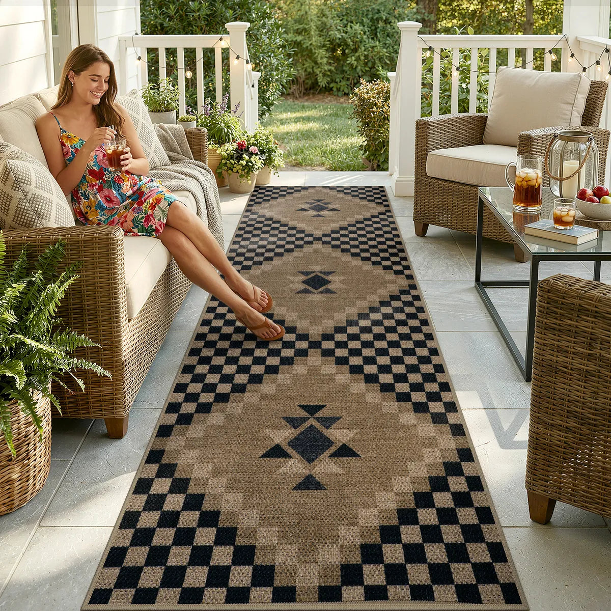 Area Rug, Lunette Washable Tribal Soft Easy Jute Black, Stain-Resistant Finish for Living Rooms, Bedrooms and Entryways, 3 Size Options image 15