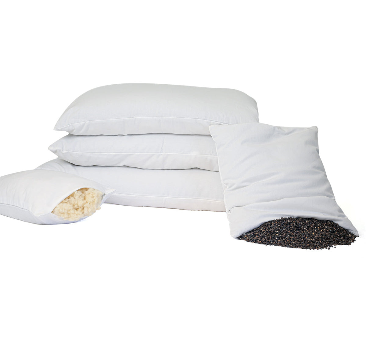 Bed Pillow, Hybrid : Natural Wool & Buckwheat, Organic Cotton Shell, Breathable Construction for Sleeping, Reading and Bedroom Comfort image 15