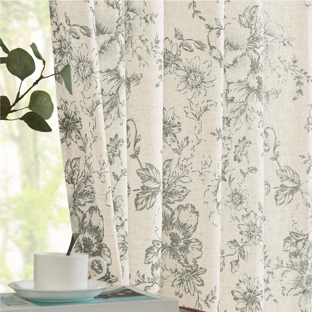 Window Curtain, Floral Lined Linen Blend Curtains (2 Panels), Machine-Washable Care for Windows, Room Styling and Everyday Privacy image 15