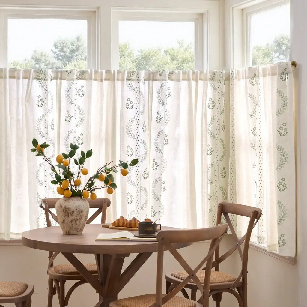 Window Curtain, Vintage Wavy Floral Embroidery Kitchen, Lightweight Design for Windows, Room Styling and Everyday Privacy image 15
