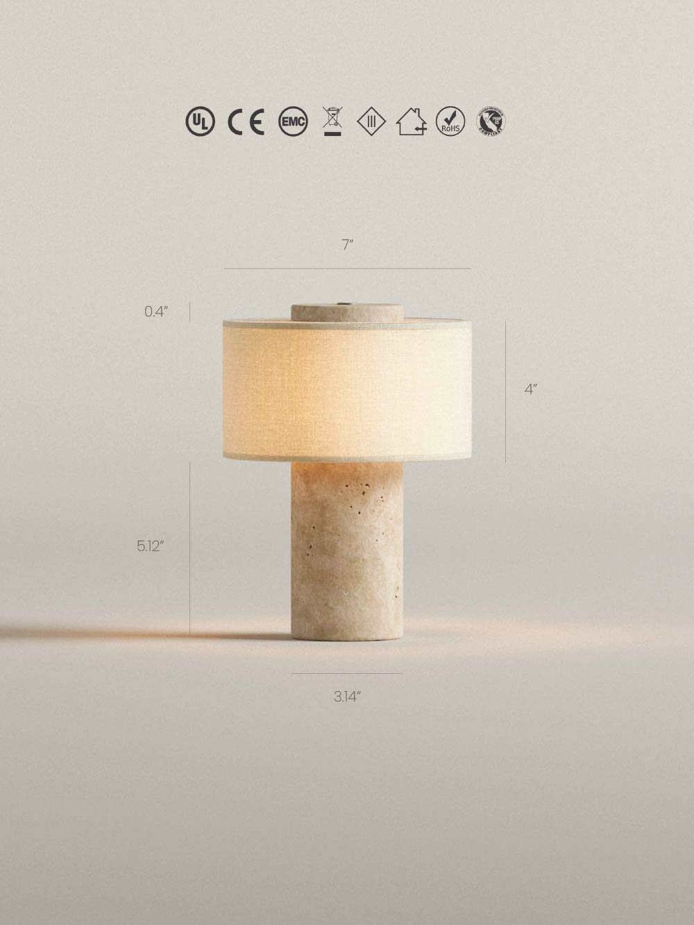 Home Lighting, Original Auríe Portable Lamp Travertine 9.5" for Bedrooms, Living Rooms and Reading Corners image 16