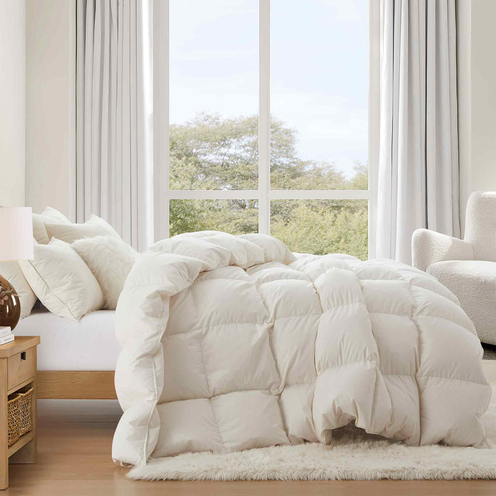 Down Comforter, Organic Cotton, Lightweight Design for Everyday Bedding and Comfortable Sleep, 4 Size Options image 16