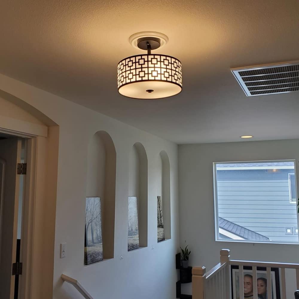 Home Lighting, 12.6In Modern Semi Flush Ceiling Light for Desks, Side Tables and Warm Room Lighting, 2 Color Options image 16