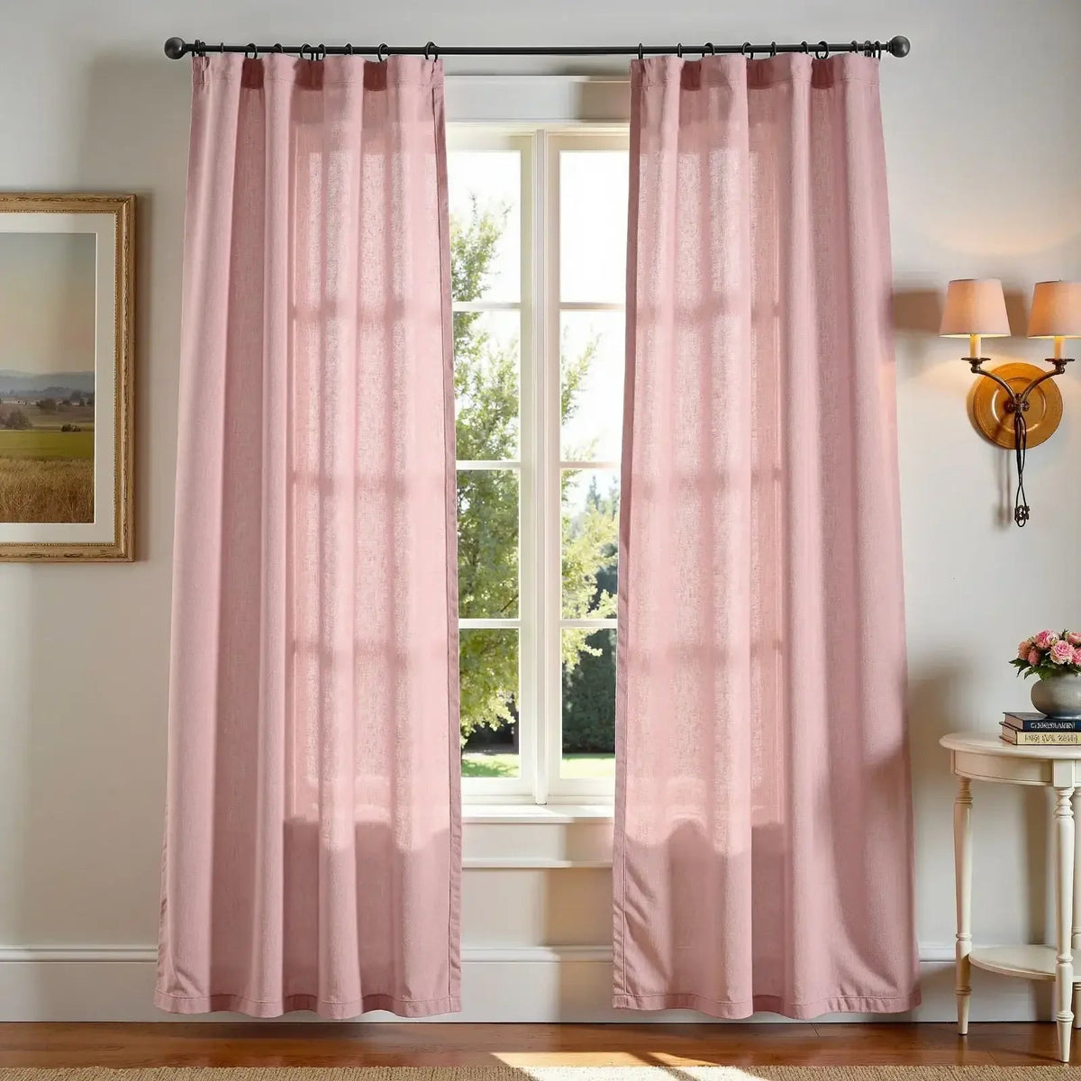 Window Curtain, Solid Linen Blend 3 in 1 Curtains (2 Panels), Lightweight Design for Bedrooms, Living Rooms and Home Privacy image 16