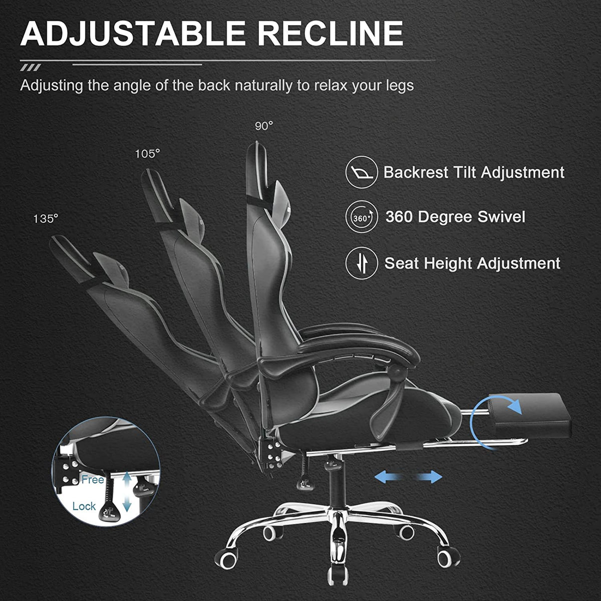 Ergonomic Foot Cushion, Footrest Series GT800A, Adjustable Design for Desks, Home Offices and Seated Comfort, 6 Color Options image 16