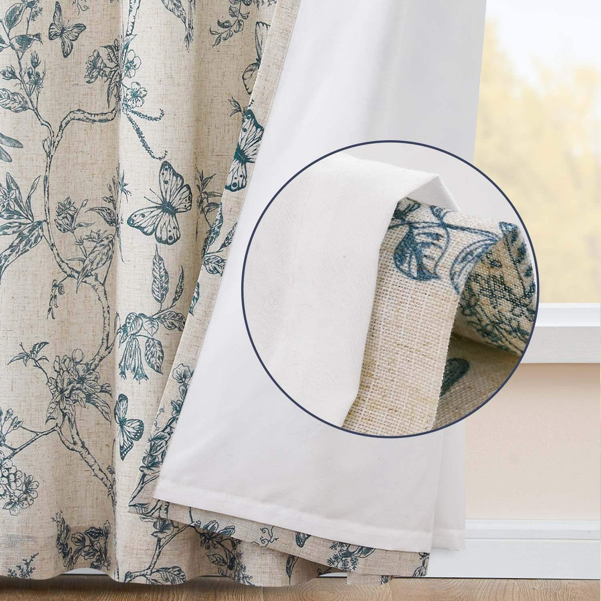 Window Curtain, Floral Butterfly Linen Blend Lined Curtains (2 for Windows, Room Styling and Everyday Privacy, 3 Sizes and 5 Colors image 16