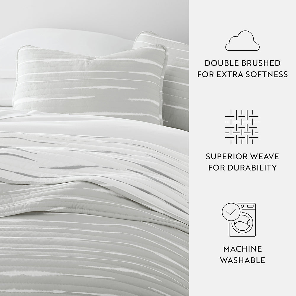 Quilted Coverlet Set, Horizon Lines Reversible for Guest Bedrooms, Layered Beds and Everyday Bedding, 3 Sizes and 2 Colors image 16