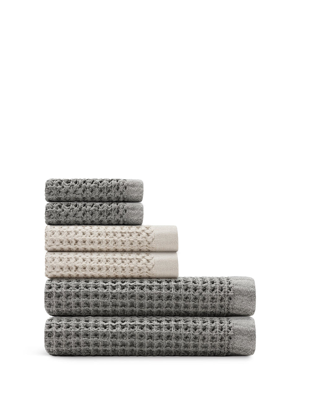 Bath Towel Set, Supima Waffle 6pc Bundle for Daily Bathroom Routines and Guest Baths, 14 Color Options image 16