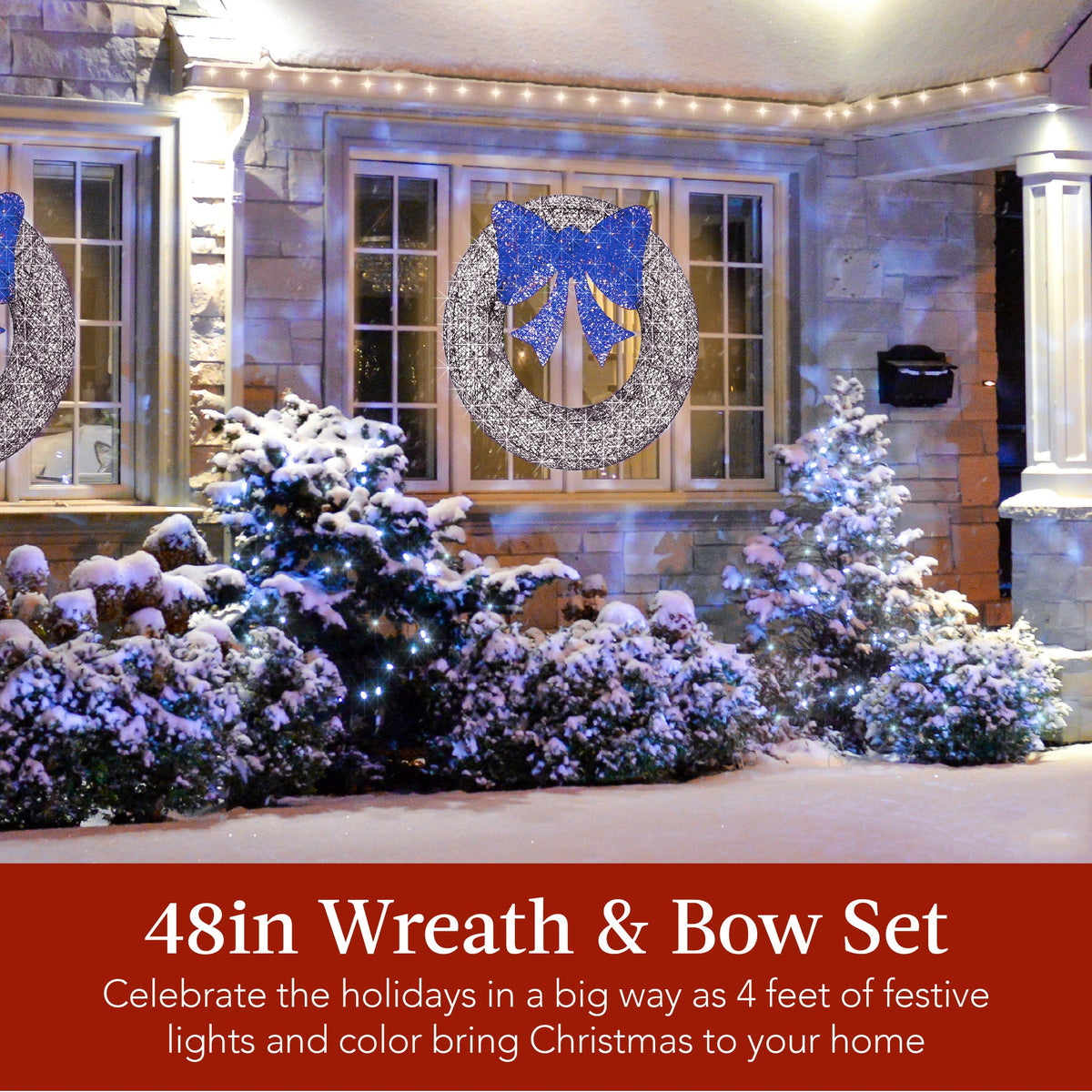 Seasonal Home Decor, Pre Lit Outdoor Christmas Wreath, LED Metal for Mantels, Tables and Seasonal Decorating, 5 Color Options image 16