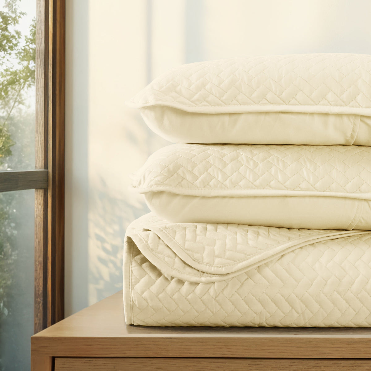 Quilted Coverlet Set, 3 Piece Herringbone for Guest Bedrooms, Layered Beds and Everyday Bedding, 3 Sizes and 6 Colors image 16