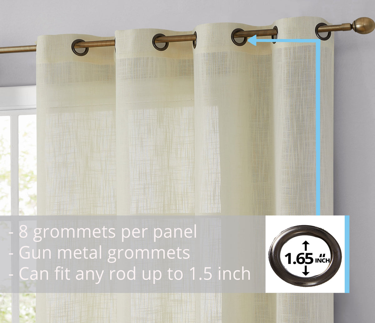 Window Curtain, Privacy Faux Linen Textured Semi Sheer Panels for Windows, Room Styling and Everyday Privacy, 7 Sizes and 14 Colors image 16