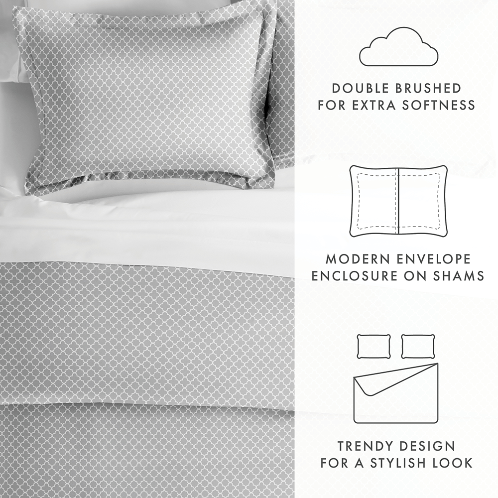 Duvet Cover Set, Quatrefoil Pattern 3 Piece for Bedroom Bedding Refresh and Everyday Comfort, 3 Sizes and 2 Colors image 16