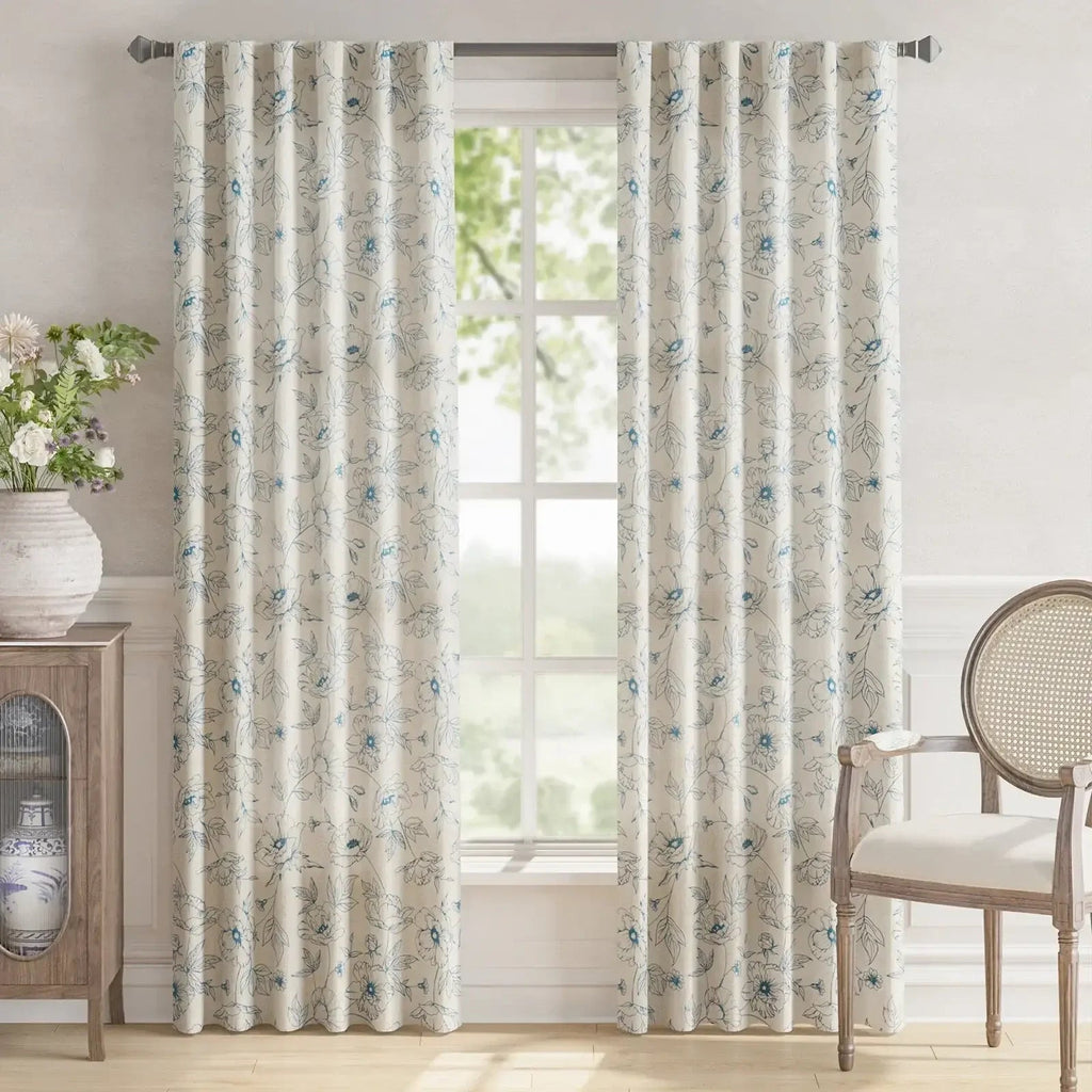 Window Curtain, Floral Linen Curtains (2 Panels), Lightweight Design for Windows, Room Styling and Everyday Privacy, 3 Sizes and 5 Colors image 16