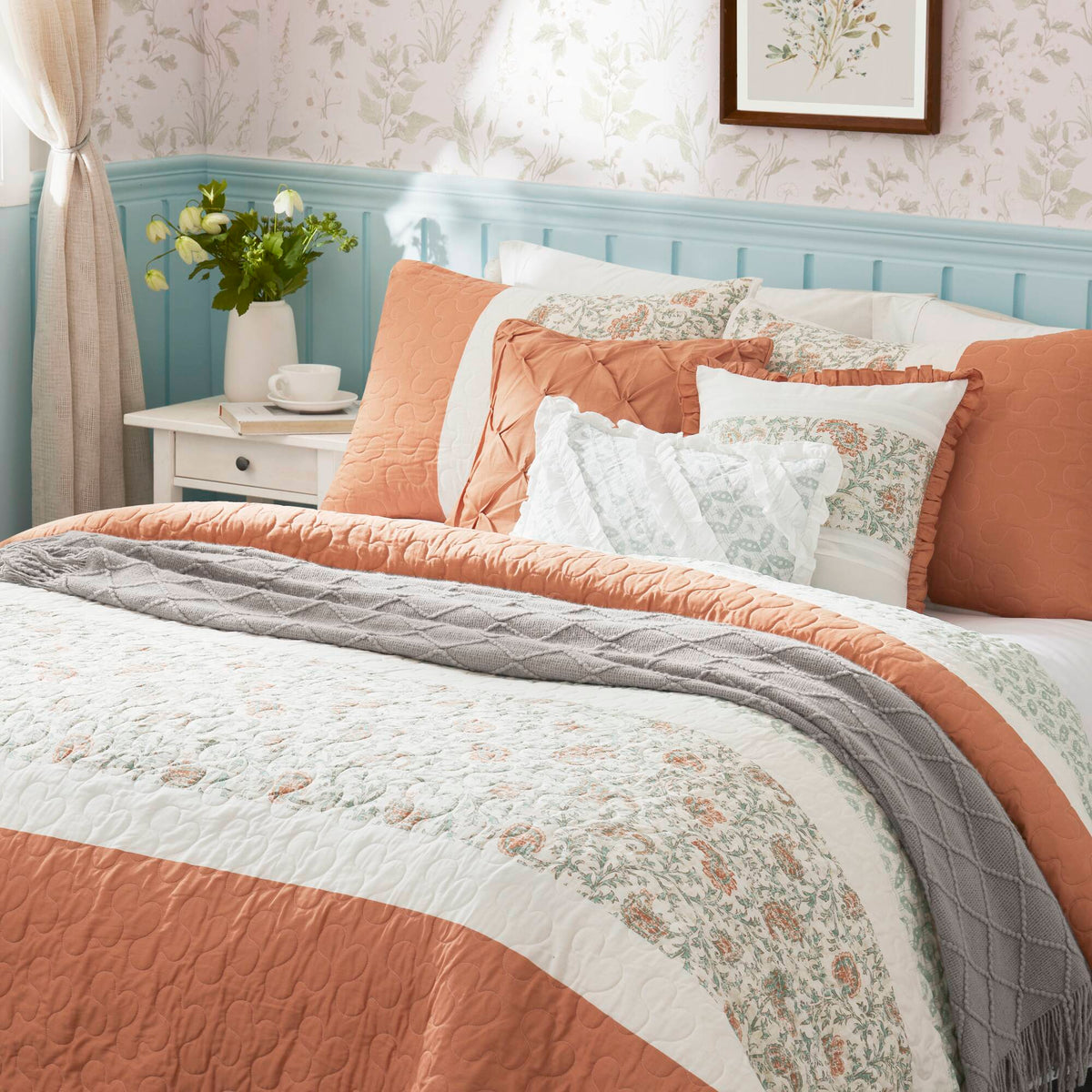 Cozy Throw Blanket, Dawn 6 Piece Cotton Percale Quilt Set, Machine-Washable Care for Sofas, Beds and Relaxing at Home, 2 Sizes and 5 Colors image 16