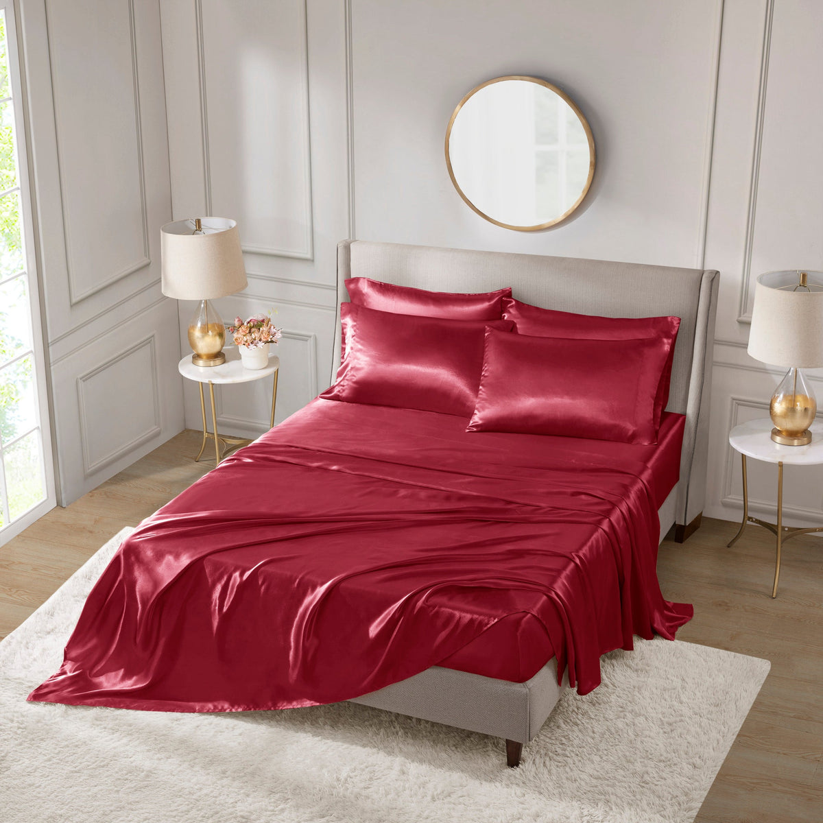 Bed Sheet Set, Satin for Master Bedrooms, Guest Beds and Daily Use, 6 Sizes and 12 Colors, Designed for Everyday Home Use image 16
