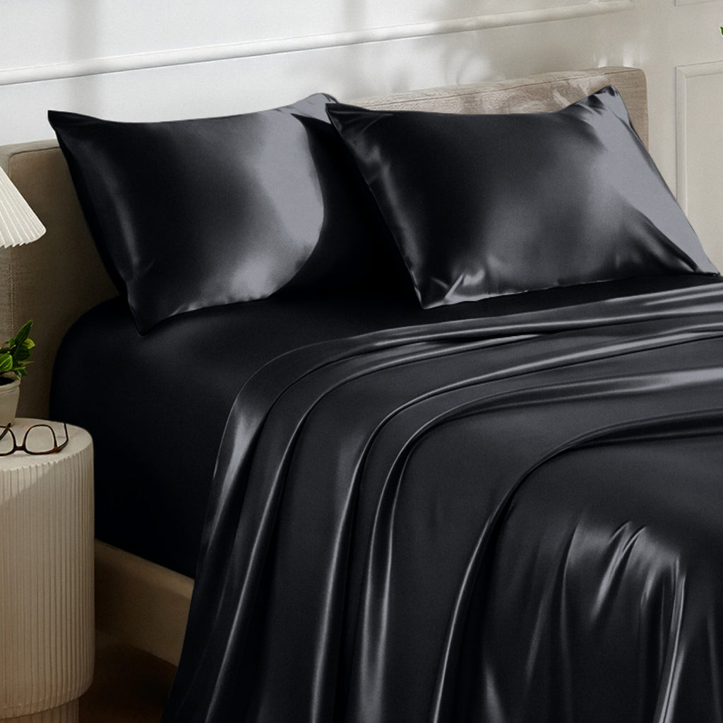 Bed Sheet Set, Satin for Everyday Bedroom Comfort and Guest Rooms, 7 Sizes and 6 Colors, Designed for Everyday Home Use image 16