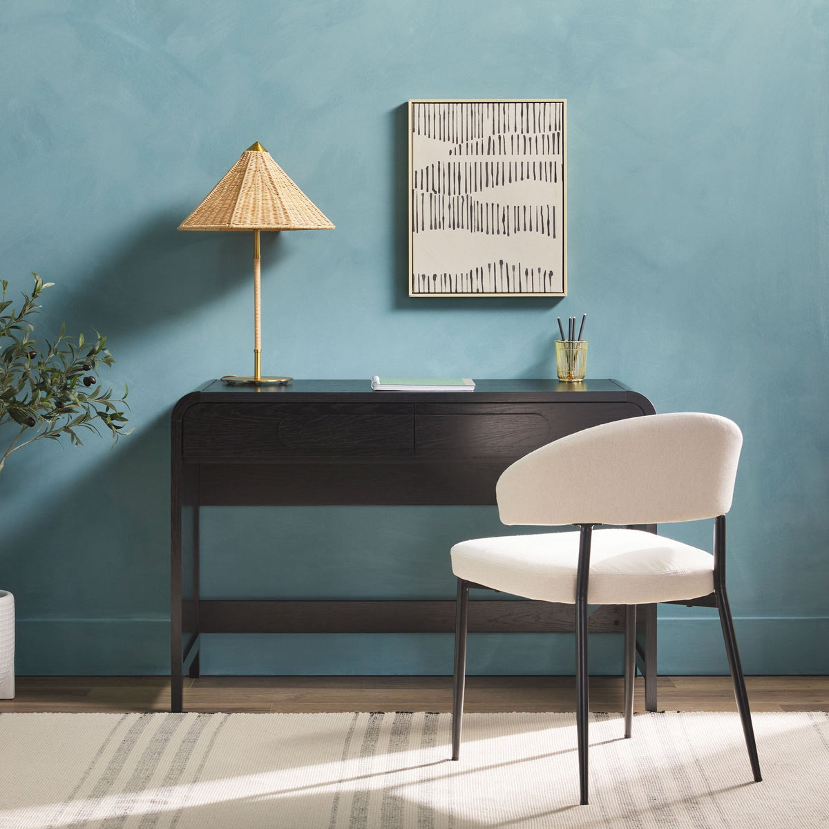 Writing Desk, Chantelle Modern Curved for Bedroom Workspaces, Home Offices and Daily Writing, 2 Color Options image 16