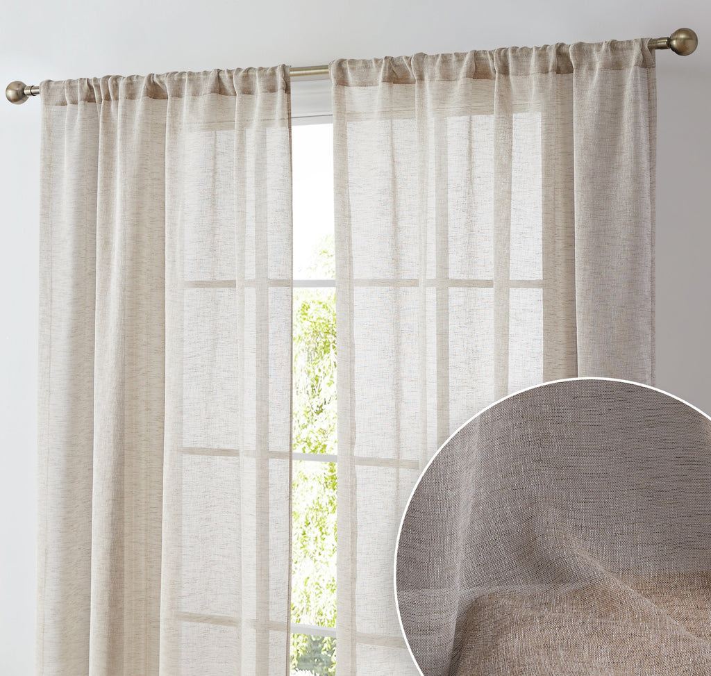 Window Curtain, Penelope Faux Linen Sheer Panels, Lightweight Design for Bedrooms, Living Rooms and Home Privacy, 5 Sizes and 12 Colors image 16