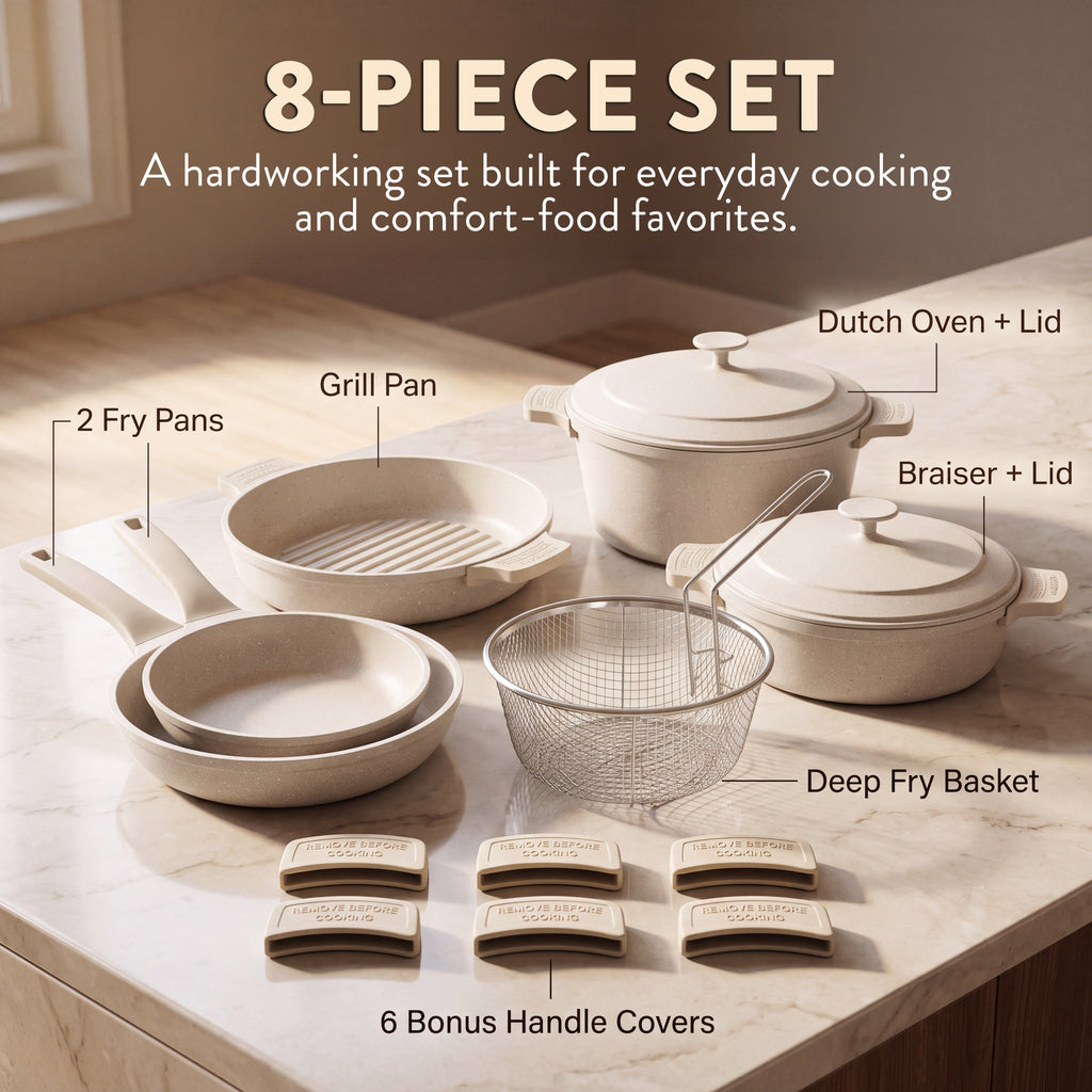 Kitchen Cookware, 8 Piece Nesting Set, Lightweight Design, Silicone Construction for Stovetop Cooking and Daily Meal Prep, 2 Color Options image 16