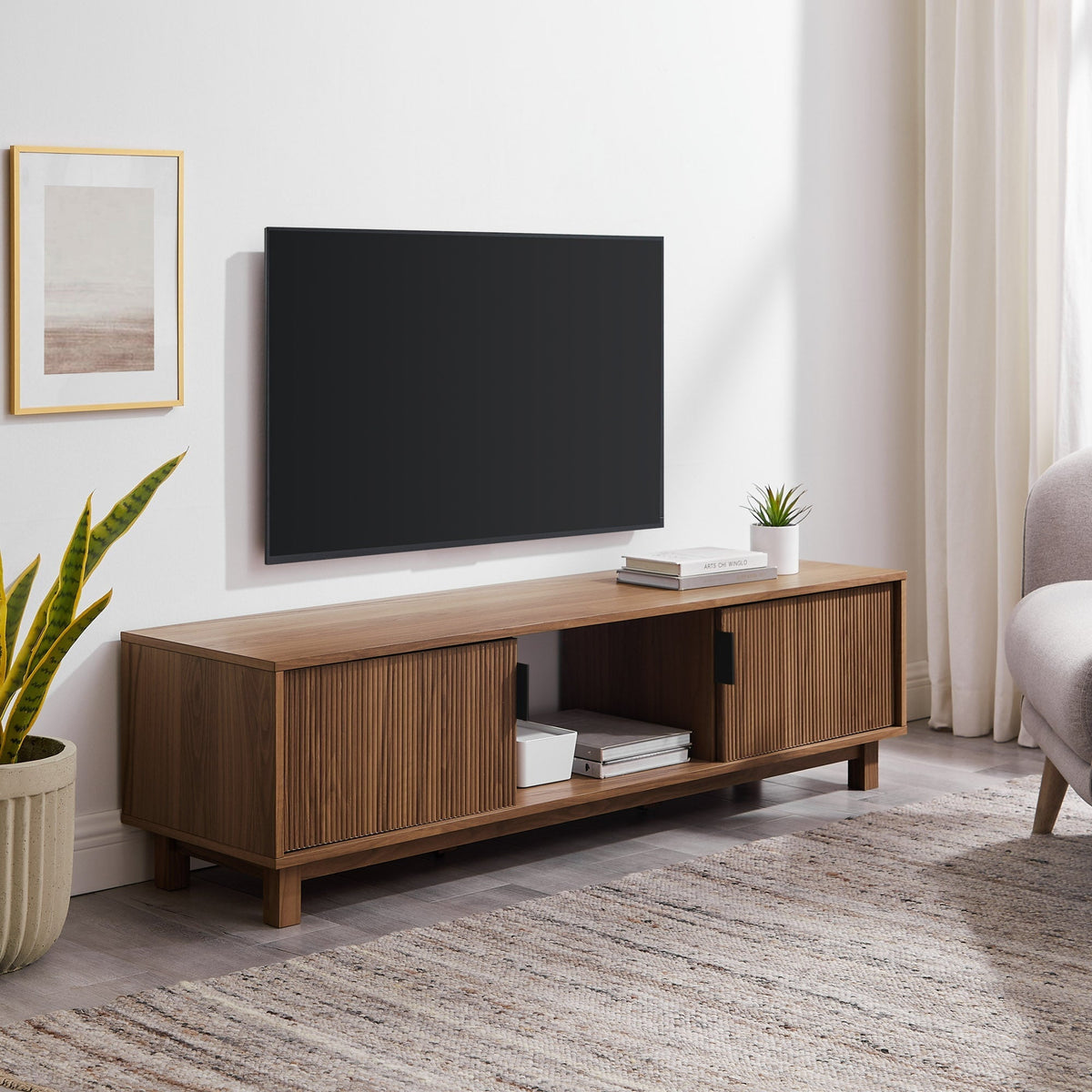 TV Stand, Reema Arundo Scandinavian Reeded for Television Displays, Consoles and Organized Living Spaces, 2 Sizes and 2 Colors image 16