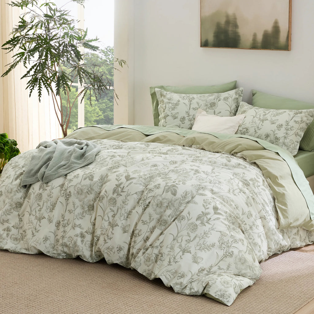 Duvet Cover Set, 100% Cotton Patterned, Breathable Construction for Bedroom Bedding Refresh and Everyday Comfort, 4 Sizes and 9 Colors image 16