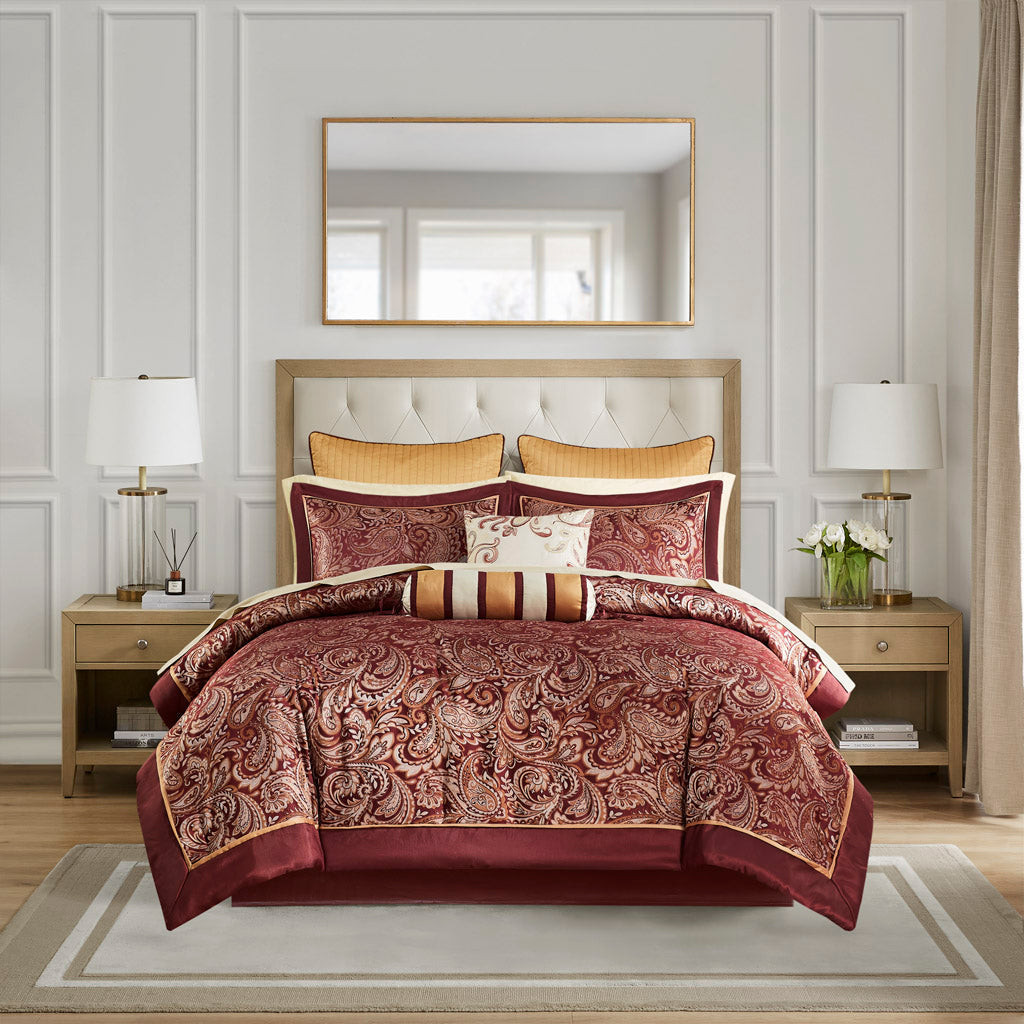 Bed Comforter, Aubrey 12 Piece Set with Cotton in a Bag for Year-Round Bedroom Comfort and Restful Sleep, 4 Sizes and 5 Colors image 16