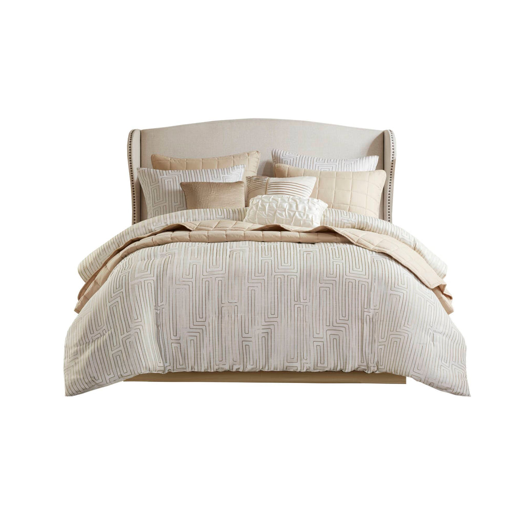 Bed Comforter, Royce 10 Piece Luxury Jacquard Set, Lightweight Design, Machine-Washable Care for Everyday Bedding and Comfortable Sleep image 17