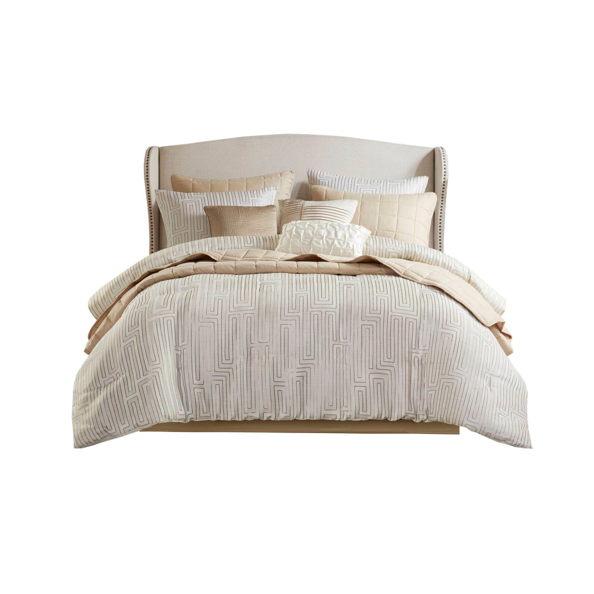 Bed Comforter, Royce 10 Piece Luxury Jacquard Set, Lightweight Design, Machine-Washable Care for Everyday Bedding and Comfortable Sleep image 17