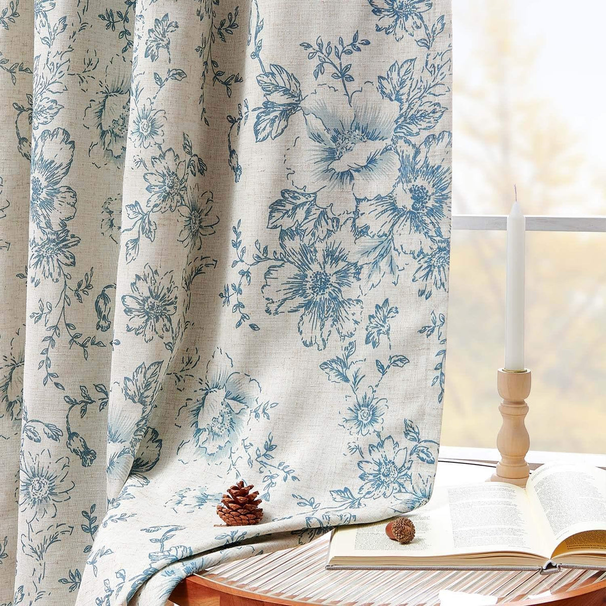 Window Curtain, Floral Butterfly Linen Blend Lined Curtains (2 for Windows, Room Styling and Everyday Privacy, 3 Sizes and 5 Colors image 17
