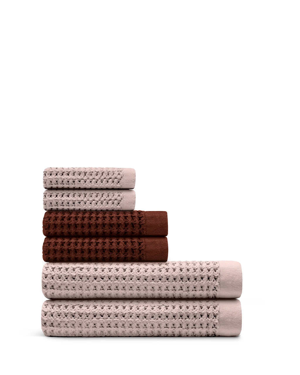 Bath Towel Set, Supima Waffle 6pc Bundle for Daily Bathroom Routines and Guest Baths, 14 Color Options image 17