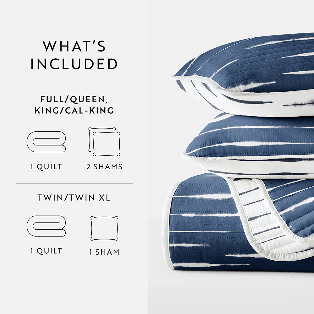 Quilted Coverlet Set, Horizon Lines Reversible for Guest Bedrooms, Layered Beds and Everyday Bedding, 3 Sizes and 2 Colors image 17